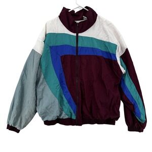 Vintage ASG Jacket Mens Large Multicolor Nylon Windbreaker Athletic 90s Retro